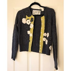 Anthropologie Field Flower Grey Cardigan Sweater